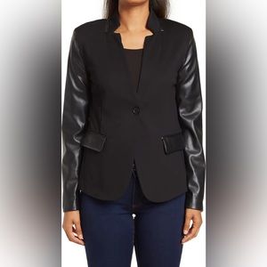 NWT: Vegan Leather Trim Ponte Blazer ELLEN TRACY
